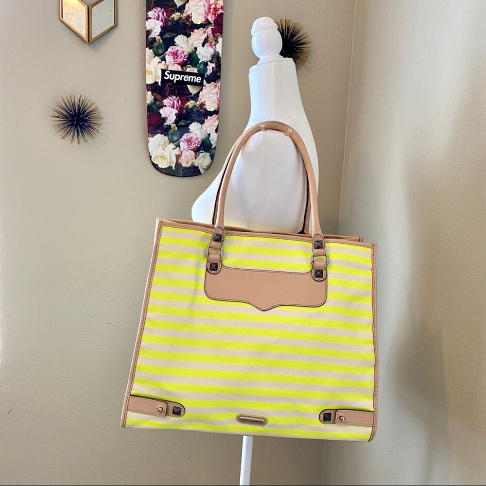 Rebecca Minkoff Neon Striped Coated Canvas Tote